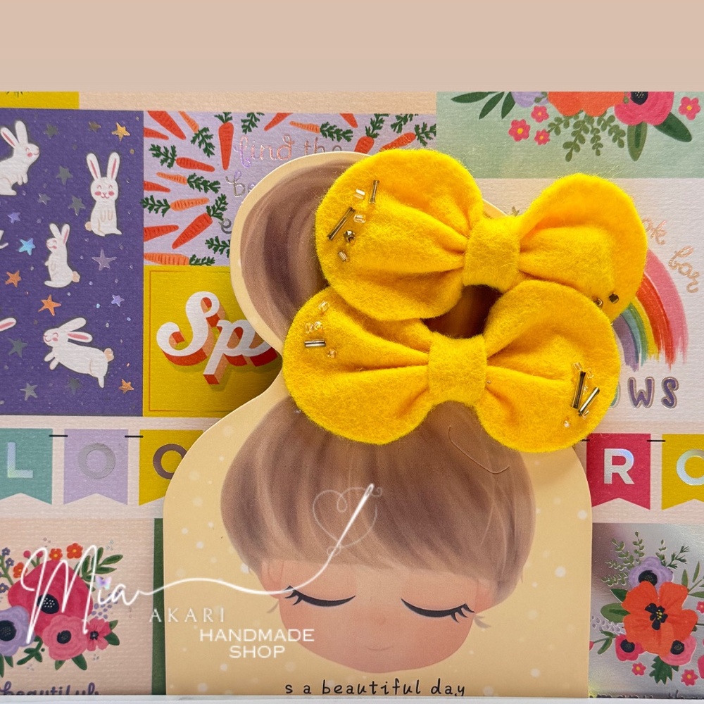 Handmade Felt Bow Yellow
